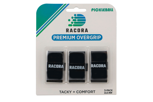 Racora black pickleball overgips in packaging