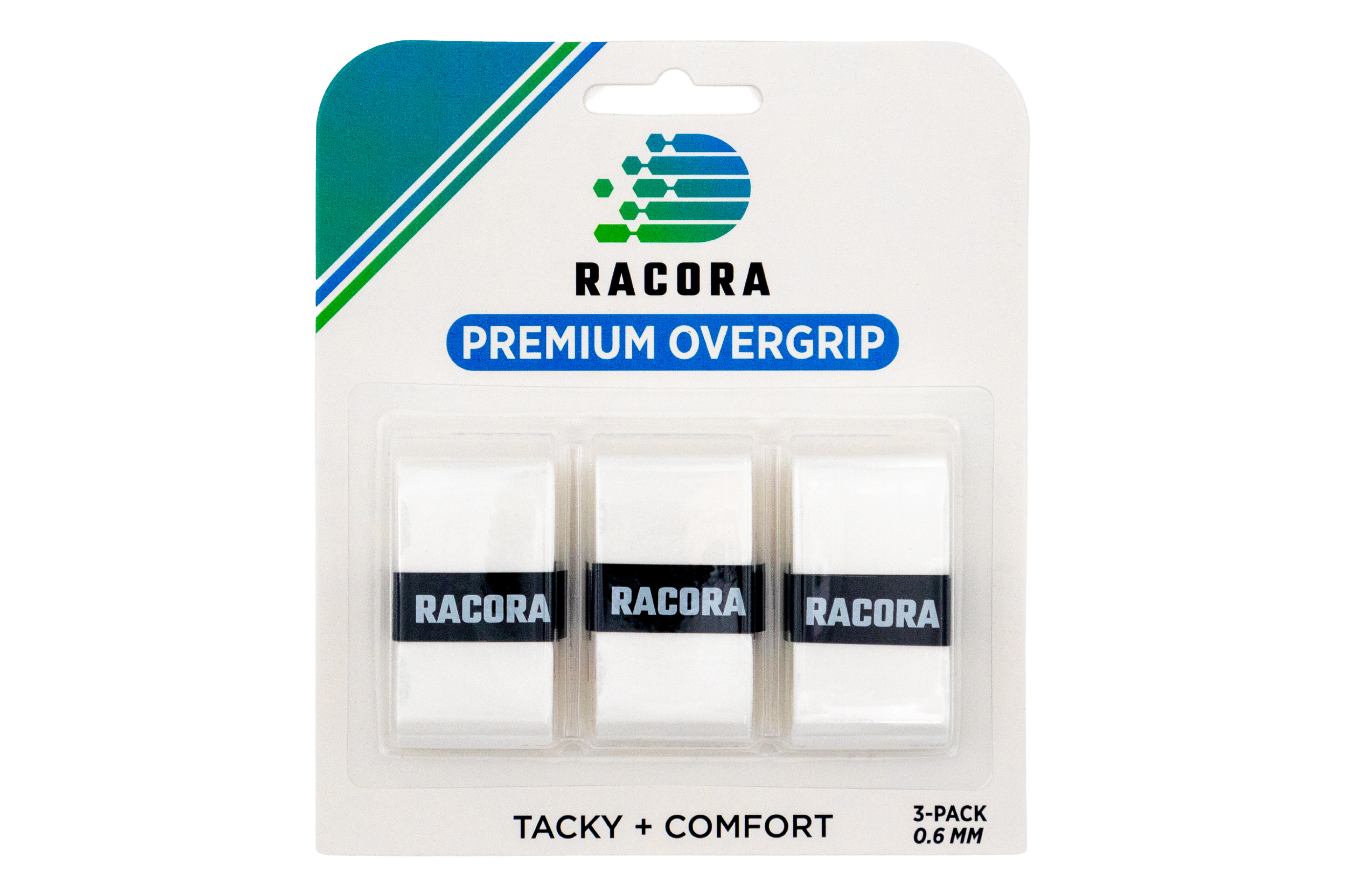 3-Pack of Racora white tennis overgrips